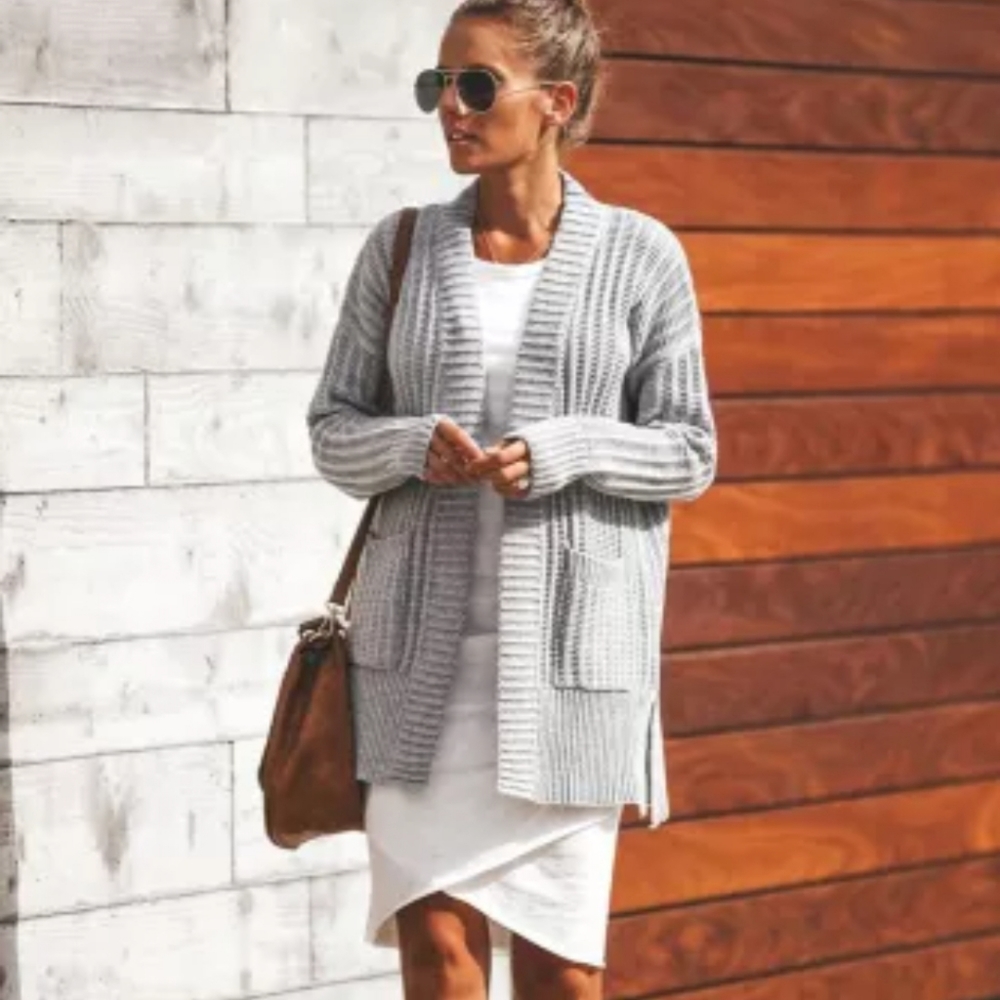 NEW light gray shawl collar cardigan💖clearance drop - Picture 2 of 12